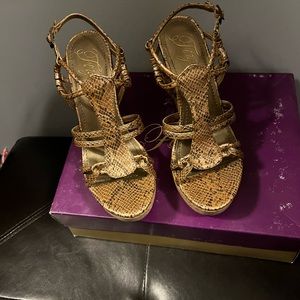 Fergie Quote/Bronze Anaconda wedges